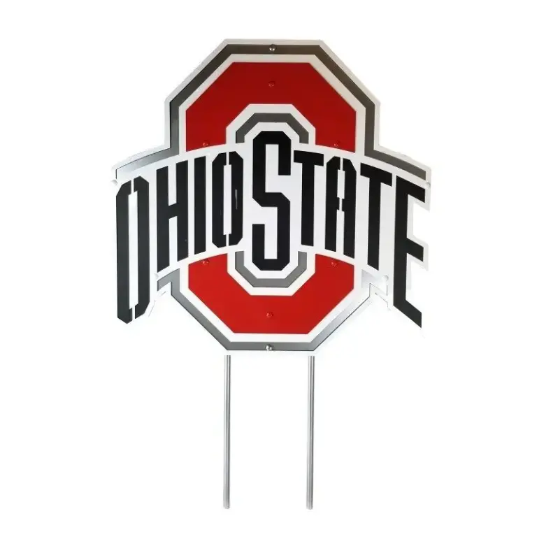 3 color ohio state logo on stakes