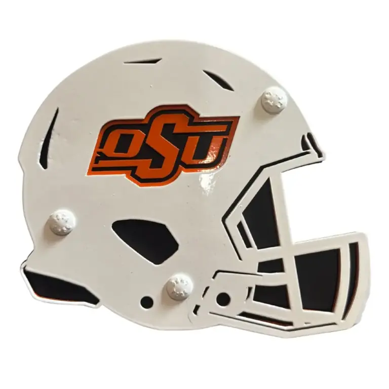 Oklahoma state university hitch cover - white helmet