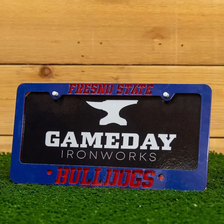 Fresno state bulldogs tag frame navy
