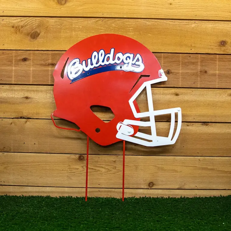 Fresno state football helmet on stakes