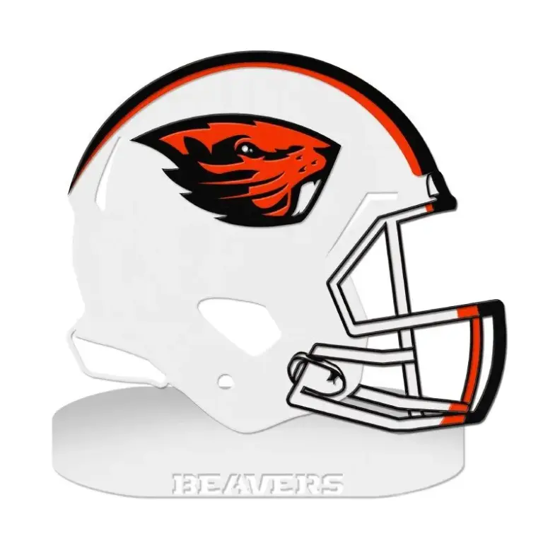 Oregon state football helmet on base
